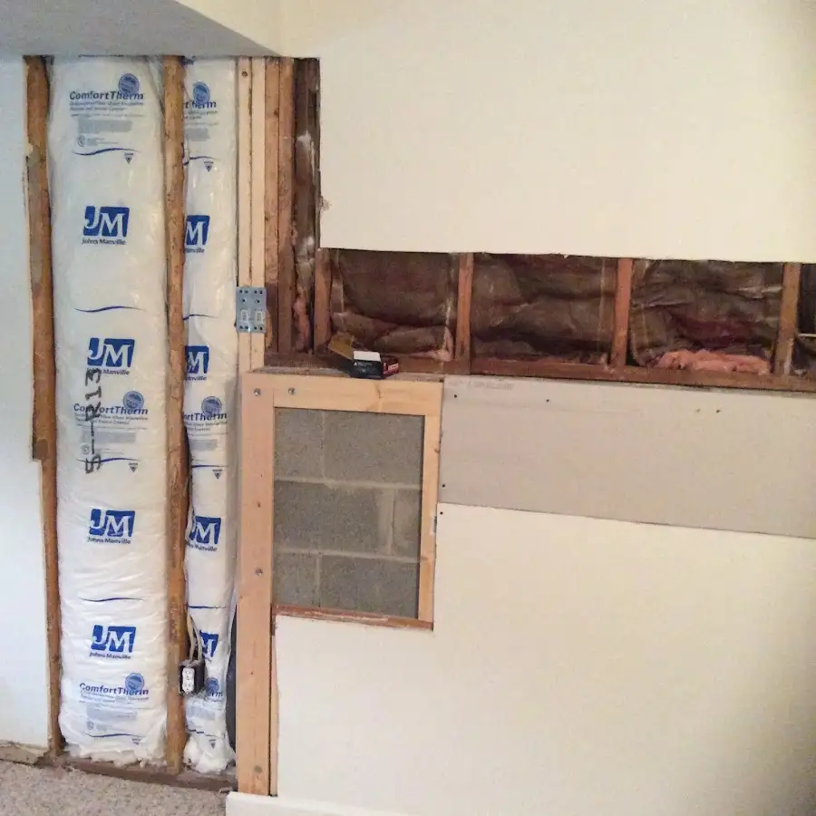 Wall insulation replacement during Basement Flood Cleanup in Highland